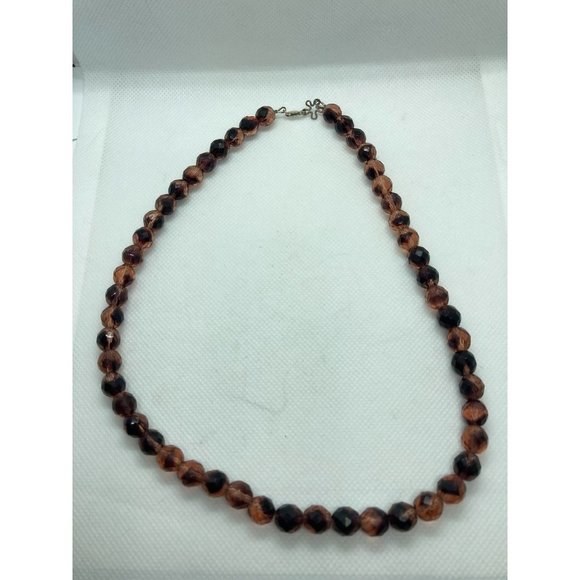 Facetted Plum Purple Crystal Bead Art Deco Necklace w 925 Sterling Silver Clasp - Picture 5 of 8